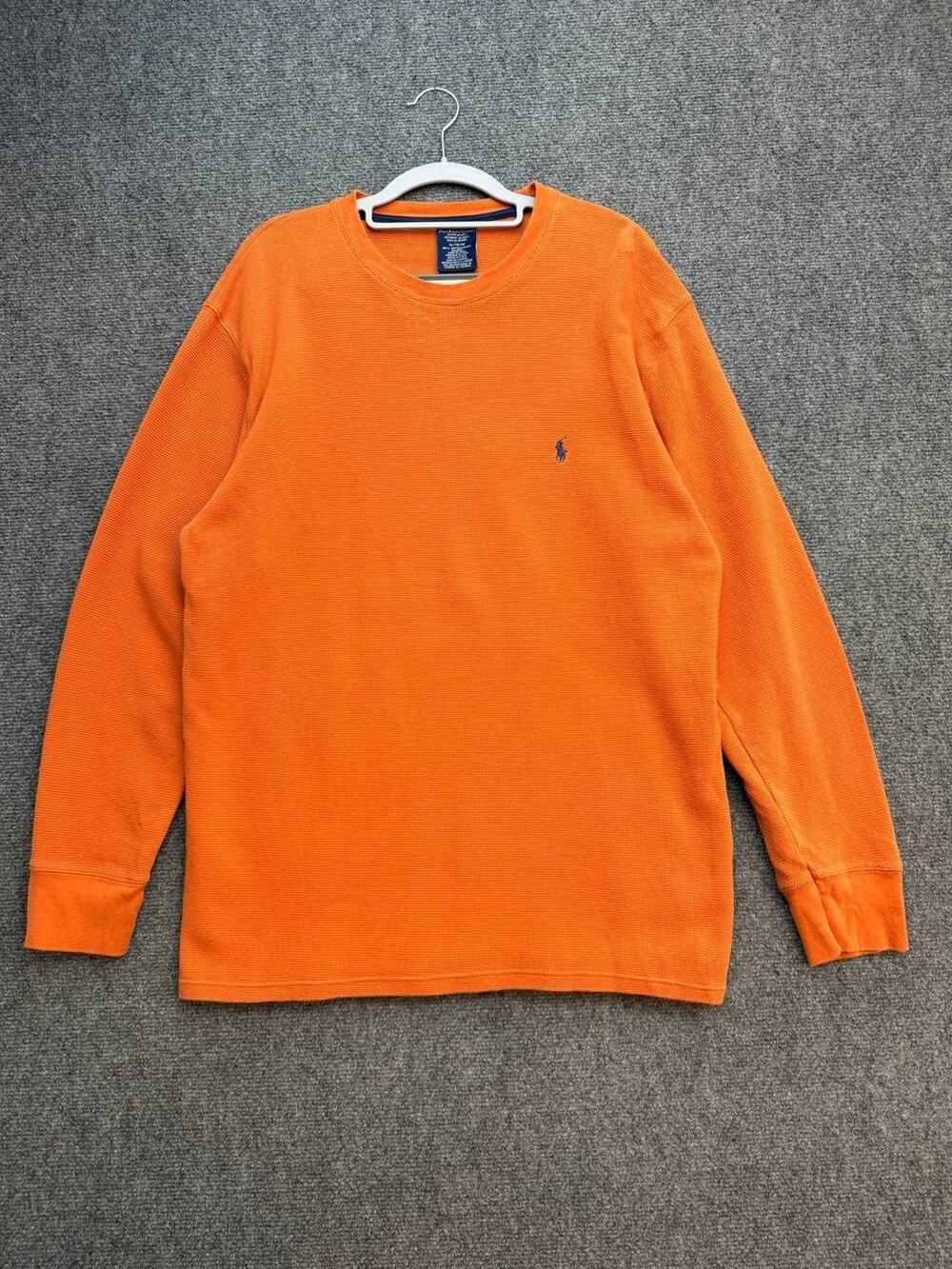 Polo Ralph Lauren Men's XL Orange Waffle Knit Thermal Shirt Long Sleeve Cotton